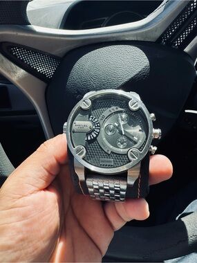 Diesel Silver and Black Multi-Dial Chronograph Watch